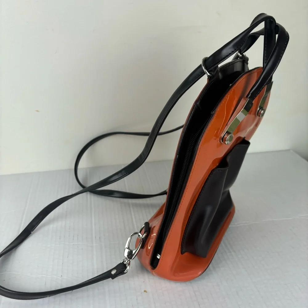 Beijo Paris Convertible Backpack/shoulder Bag-Brown patent and chocolate - Picture 6 of 15